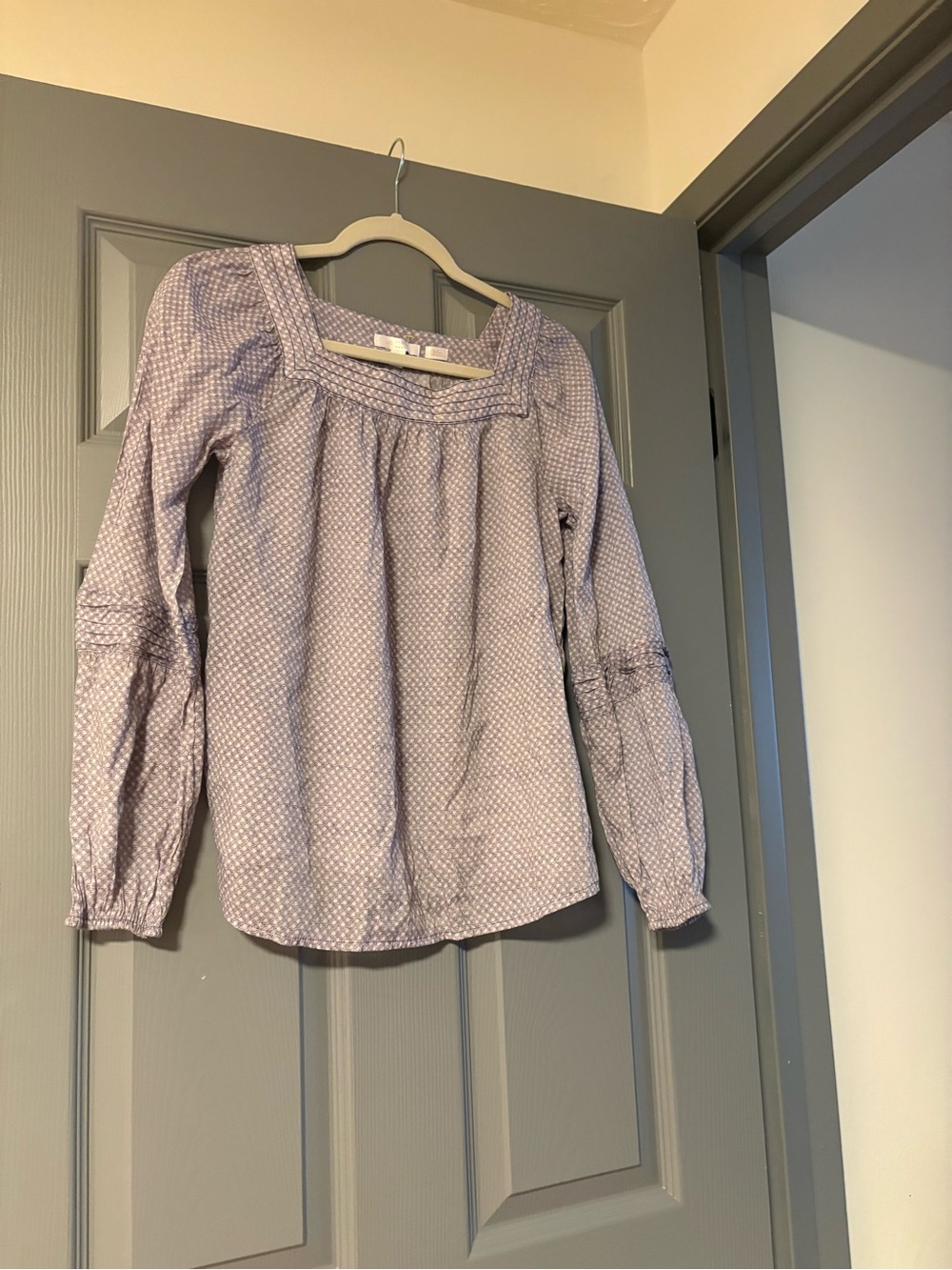 LC Lauren Conrad Lavender Printed Long-Sleeve Peasant Blouse